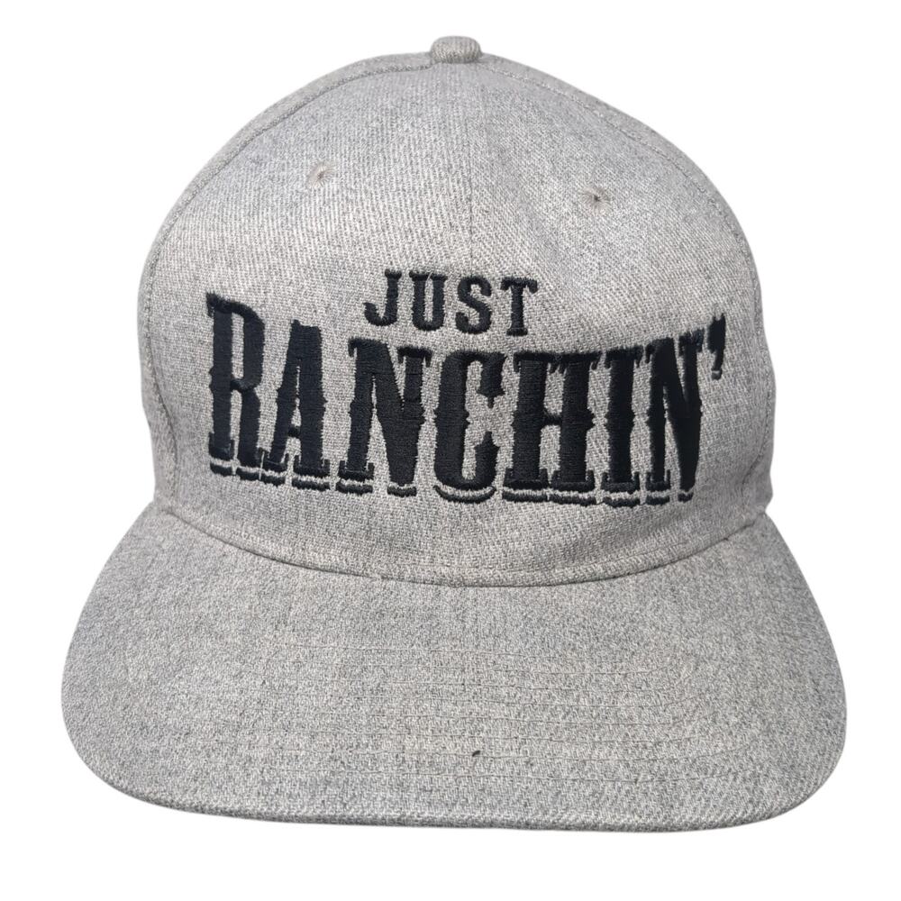 Just Ranchin' Snapback Hat Gray One Size Adjustable Embroidered Aloha